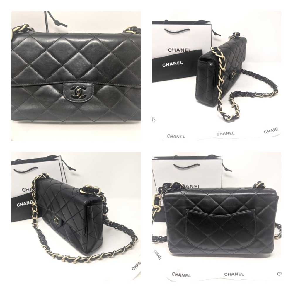 🚨Sale! 🎉HP🎉CHANEL SO BLACK Flap Bag Black White Hardware Rare! 🦄 Vintage - Picture 14 of 16